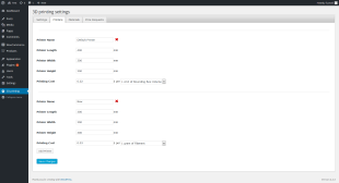 Wordpress 3D Printing Backend: printer settings